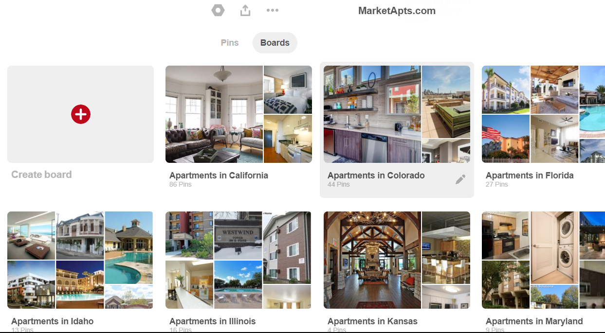 Create community boards on Pinterest for apartment marketing