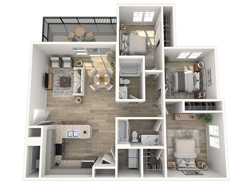 3X2-1186 floorplan at Viewpointe Apartments