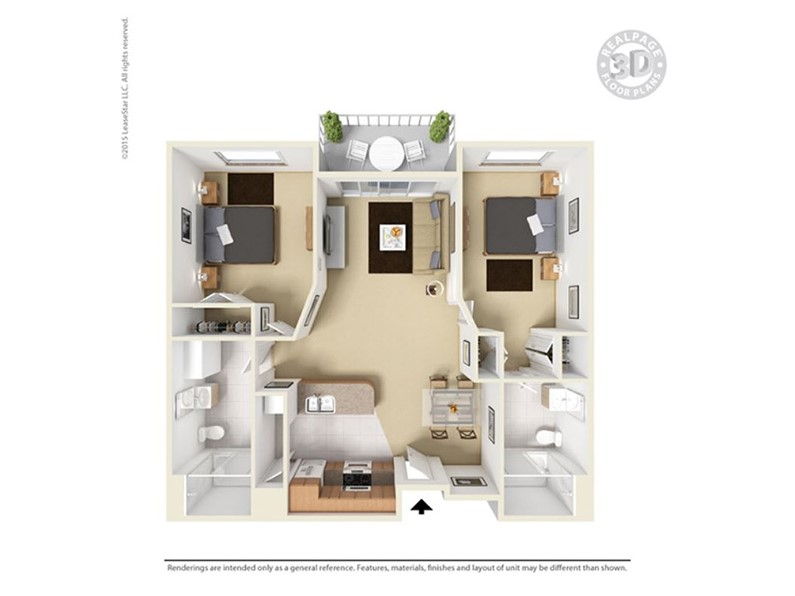 cornerstone 2 bedroom 2 bathroom floorplan at Elevate on 5th