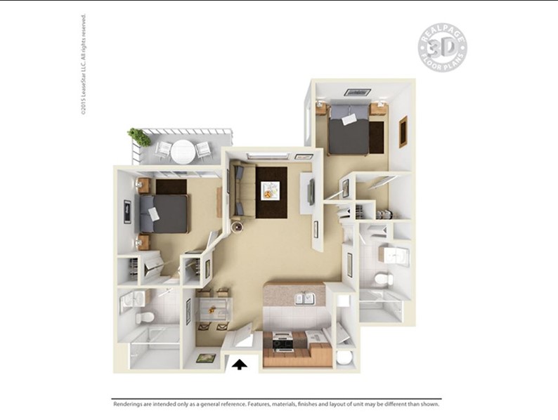 wasatch ii 2 bedroom 2 bathroom floorplan at Elevate on 5th