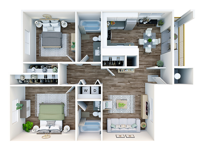 2X2 floorplan at Astero Mesa East